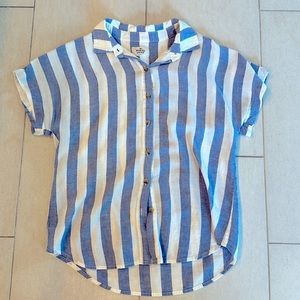 Marine Layer Blue and White Stripped Shirt